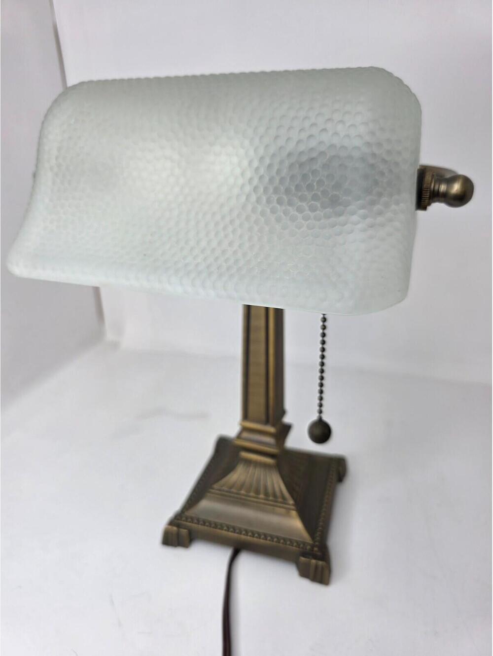 Vintage Banker's Lamp by Cheyenne Frosted Brass & Glass WORKS